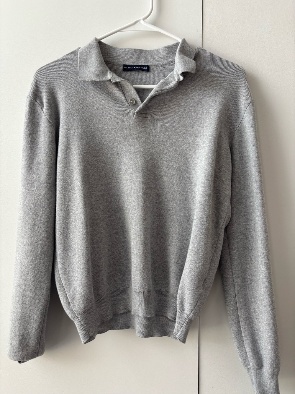 Brandy Melville Grey Polo Collar Sweater